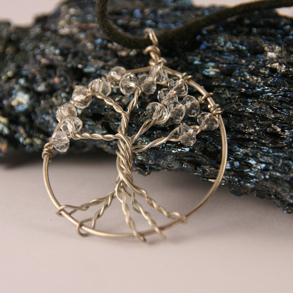 14006N – Tree of life necklace Silver and Copper-silvercoated wire