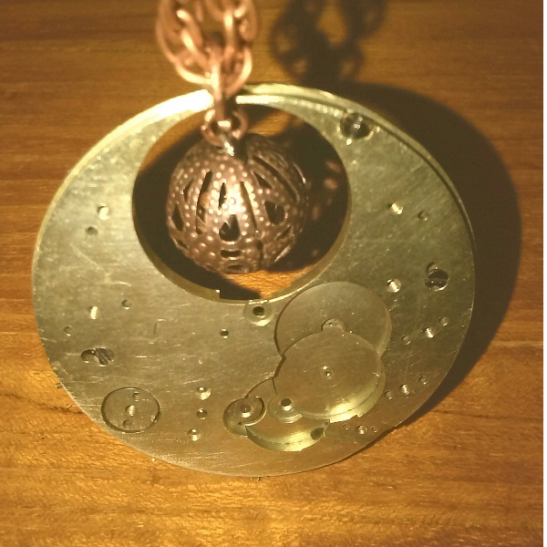 15001N – Steampunk space necklace Brass Copper – sold